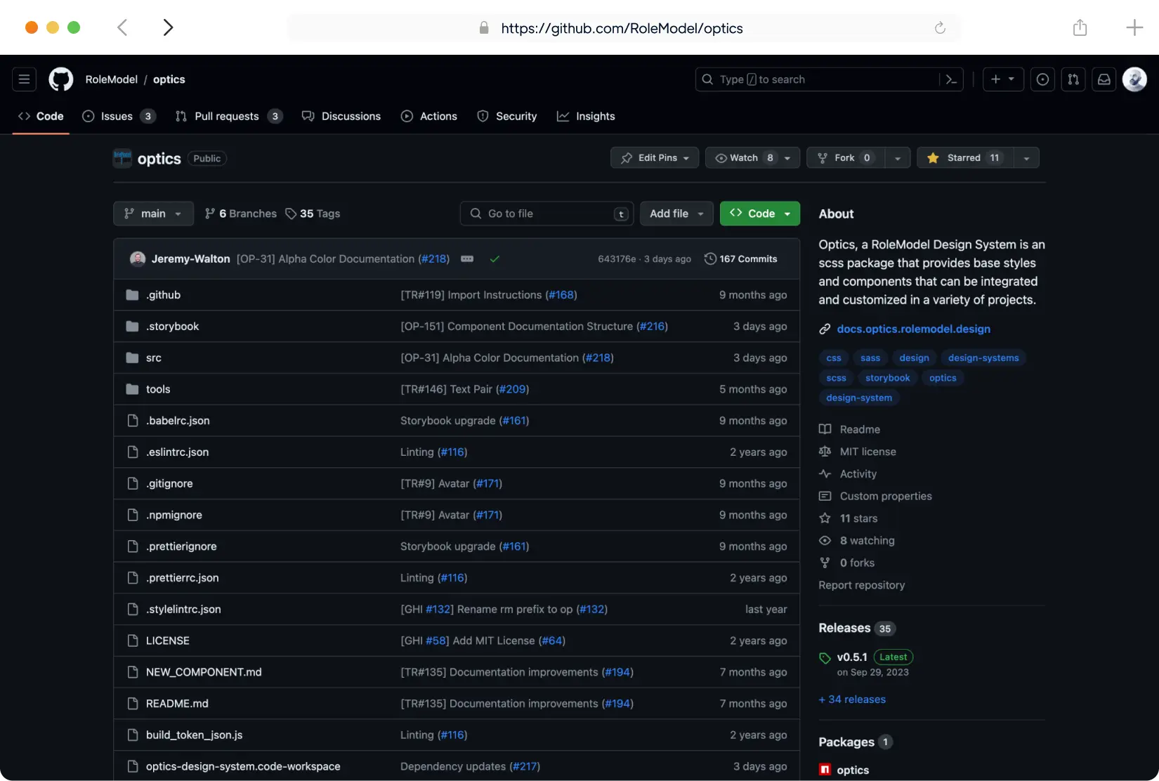 Screenshot of Github website